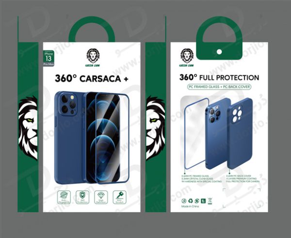 قاب و گلس شفاف iPhone 13 Pro Max مدل Green 360 Carsaca Plus Case with HD Glass