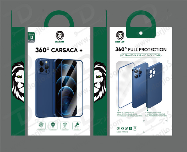 قاب و گلس شفاف iPhone 13 Pro Max مدل Green 360 Carsaca Plus Case with HD Glass