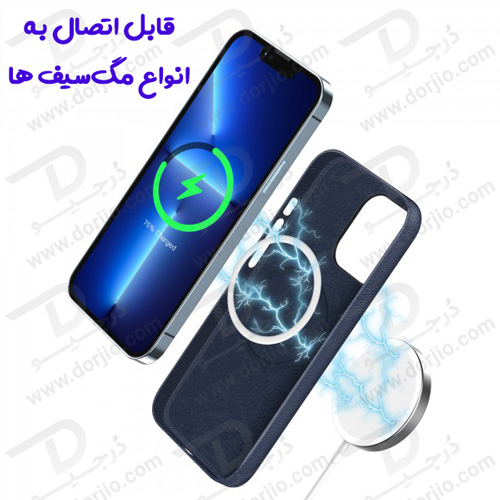 قاب چرمی مگنتی iPhone 13 مدل Green Luju MagSafe Leather
