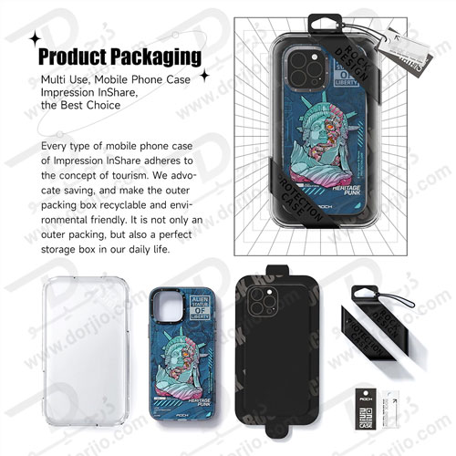 گارد اصلی ROCK آیفون 13 پرو مکس مدل Statue of Liberty