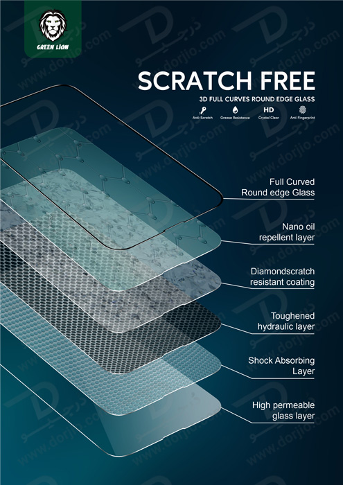 گلس شفاف گرین iPhone 13 مدل 3D Scratch Free Round Edge Glass