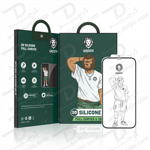 گلس فریم سیلیکونی iPhone 12 Pro مدل Green 3D Silicone HD Glass