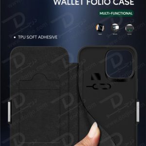 فلیپ کاور چرمی iPhone 13 Pro مدل Green PU Leather Wallet Folio