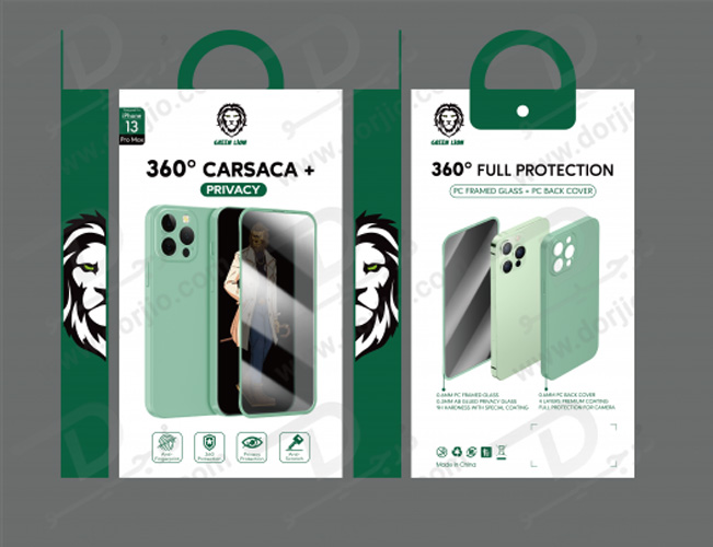 قاب و گلس حریم شخصی iPhone 13 Pro مدل Green 360 Carsaca Plus Case with Privacy Glass