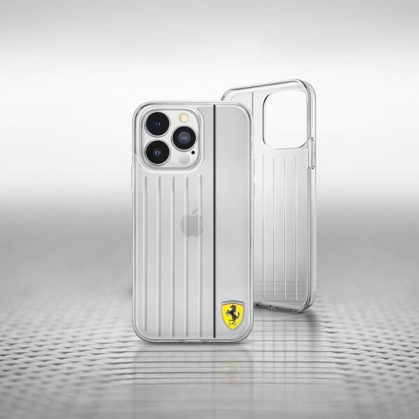 قاب محافظ شفاف iPhone 13 Pro طرح Ferrari مدل 3D Contrasted Red Lines