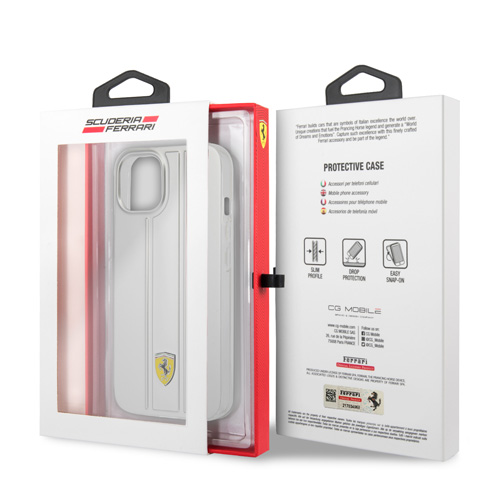 قاب محافظ نقره ای iPhone 13 طرح Ferrari مدل 3D Stripes