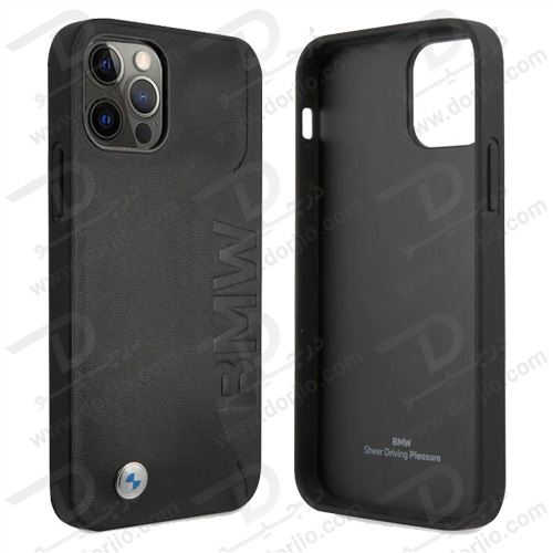 قاب چرمی ضد ضربه iPhone 13 مارک BMW مدل Debossed Wordmark Blue Outlines