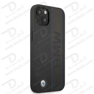 قاب چرمی ضد ضربه iPhone 13 مارک BMW مدل Debossed Wordmark Blue Outlines