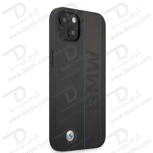 قاب چرمی ضد ضربه iPhone 13 مارک BMW مدل Debossed Wordmark Blue Outlines