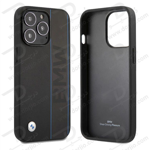 قاب چرمی ضد ضربه iPhone 13 مارک BMW مدل Debossed Wordmark Blue Outlines