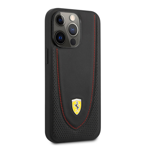 قاب چرمی ضد ضربه iPhone 13 Pro طرح Ferrari مدل Curved Line Stitched And Perforated