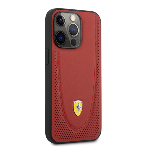قاب چرمی ضد ضربه iPhone 13 Pro طرح Ferrari مدل Curved Line Stitched And Perforated