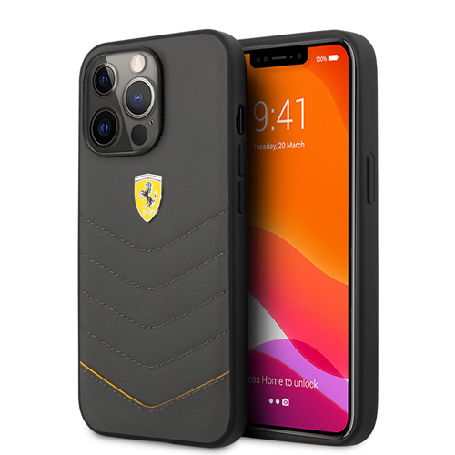 قاب چرمی ضد ضربه iPhone 13 Pro طرح Ferrari مدل Quilted Edge