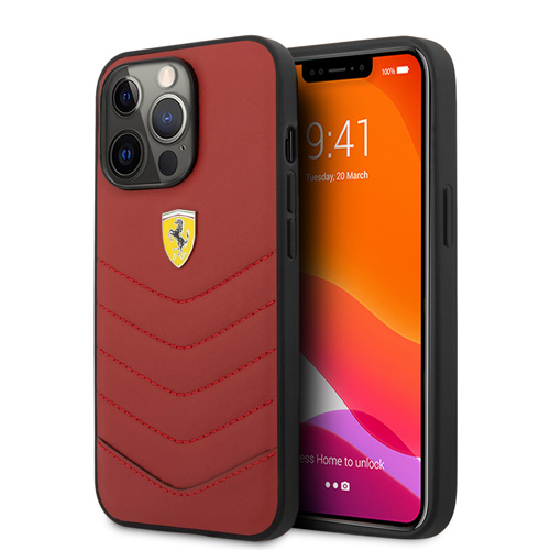 قاب چرمی ضد ضربه iPhone 13 Pro طرح Ferrari مدل Quilted Edge