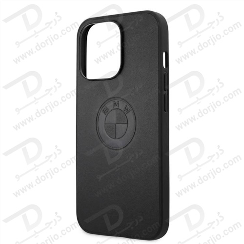 قاب چرمی ضد ضربه iPhone 13 Pro Max مارک BMW مدل Embossed Logo Electroplated Anthracite Frame