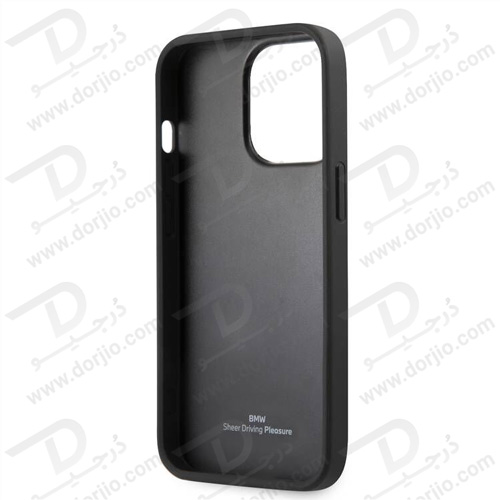 قاب چرمی ضد ضربه iPhone 13 Pro Max مارک BMW مدل Embossed Logo Electroplated Anthracite Frame