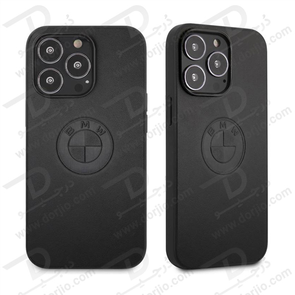 قاب چرمی ضد ضربه iPhone 13 Pro Max مارک BMW مدل Embossed Logo Electroplated Anthracite Frame