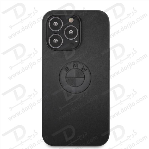 قاب چرمی ضد ضربه iPhone 13 Pro Max مارک BMW مدل Embossed Logo Electroplated Anthracite Frame