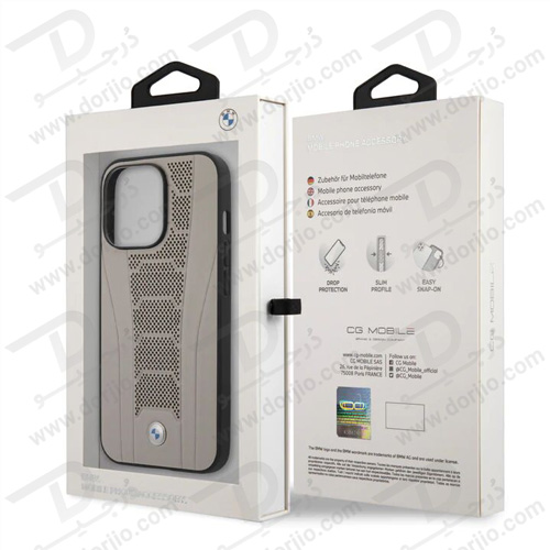 قاب چرمی ضد ضربه iPhone 13 Pro Max مارک BMW مدل Seat Pattern Tone On Tone Perforations Debossed Lines
