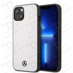 قاب چرمی iPhone 13 طرح Mercedes Benz مدل Meshed Effect Metal Black Star Logo