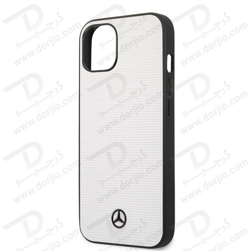 قاب چرمی iPhone 13 طرح Mercedes Benz مدل Meshed Effect Metal Black Star Logo