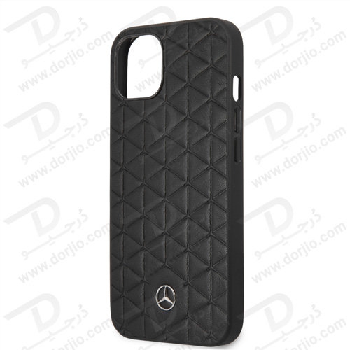 قاب چرمی iPhone 13 طرح Mercedes Benz مدل Quilted Mini Stars Pattern And Embossed Lines Metal Star Logo