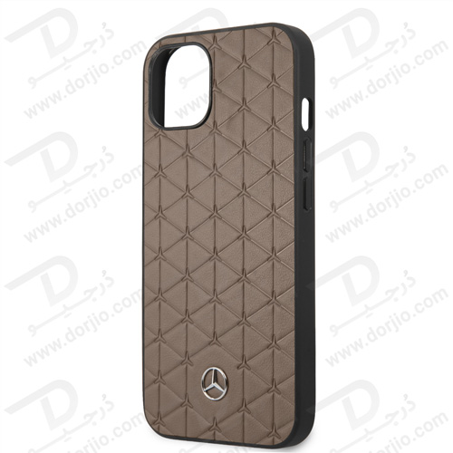 قاب چرمی iPhone 13 طرح Mercedes Benz مدل Quilted Mini Stars Pattern And Embossed Lines Metal Star Logo