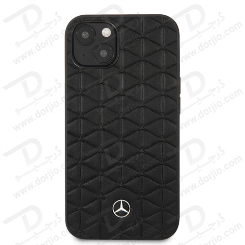 قاب چرمی iPhone 13 طرح Mercedes Benz مدل Quilted Mini Stars Pattern And Embossed Lines Metal Star Logo
