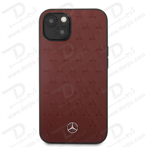 قاب چرمی iPhone 13 طرح Mercedes Benz مدل Quilted Stars Pattern Metal Star Logo