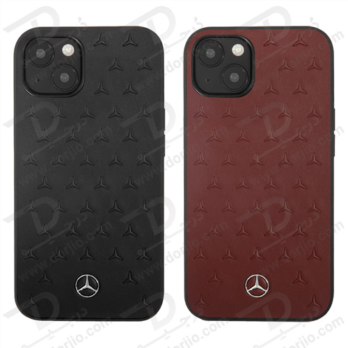 قاب چرمی iPhone 13 طرح Mercedes Benz مدل Quilted Stars Pattern Metal Star Logo