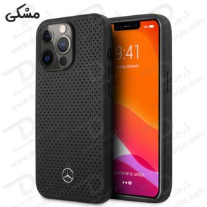 قاب چرمی iPhone 13 Pro طرح Mercedes Benz مدل Perforated Metal Star Logo