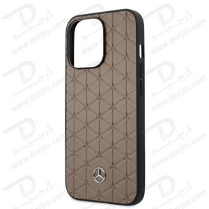 قاب چرمی iPhone 13 Pro طرح Mercedes Benz مدل Quilted Mini Stars Pattern And Embossed Lines Metal Star Logo