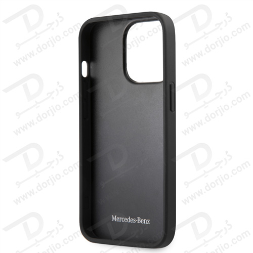 قاب چرمی iPhone 13 Pro طرح Mercedes Benz مدل Quilted Mini Stars Pattern And Embossed Lines Metal Star Logo