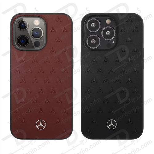 قاب چرمی iPhone 13 Pro Max طرح Mercedes Benz مدل Quilted Stars Pattern Metal Star Logo