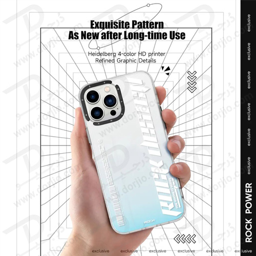 گارد اصلی ROCK آیفون 13 پرو مکس مدل Clear Blue