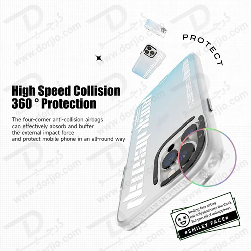 گارد اصلی ROCK آیفون 13 پرو مکس مدل Clear Blue