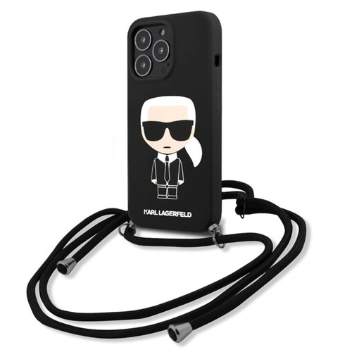 گارد سیلیکونی ضد ضربه iPhone 13 Pro طرح Karl Lagerfeld مدل بند دار Cord Ikonik