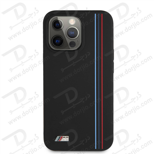 گارد سیلیکونی ضد ضربه iPhone 13 Pro طرح BMW مدل Tricolor Vertical Lines Metal Logo