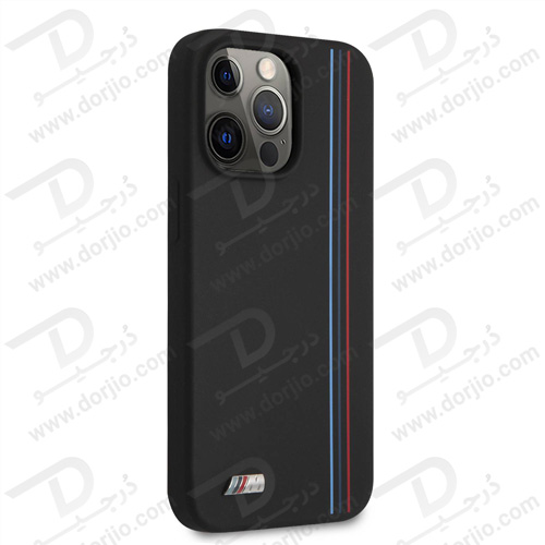 گارد سیلیکونی ضد ضربه iPhone 13 Pro طرح BMW مدل Tricolor Vertical Lines Metal Logo