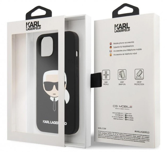 گارد سیلیکونی iPhone 13 طرح Karl Lagerfeld مدل Karl's Head