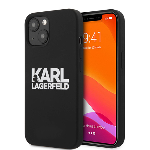گارد سیلیکونی iPhone 13 طرح Karl Lagerfeld مدل Stack Logo