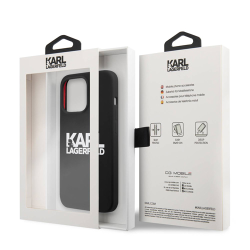 گارد سیلیکونی iPhone 13 Pro Max طرح Karl Lagerfeld مدل Stack Logo