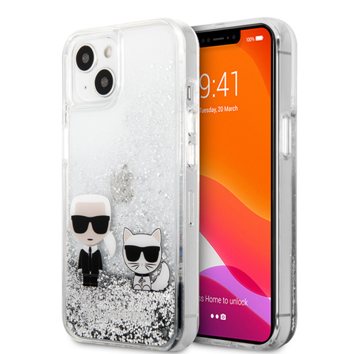 گارد شفاف اکلیلی iPhone 13 طرح Karl Lagerfeld مدل Karl And Choupette
