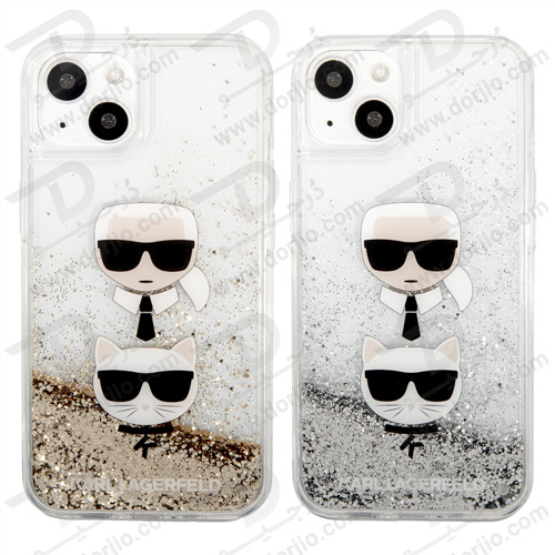گارد شفاف اکلیلی iPhone 13 طرح Karl Lagerfeld مدل Karl And Choupette Head