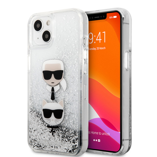 گارد شفاف اکلیلی iPhone 13 طرح Karl Lagerfeld مدل Karl And Choupette Head