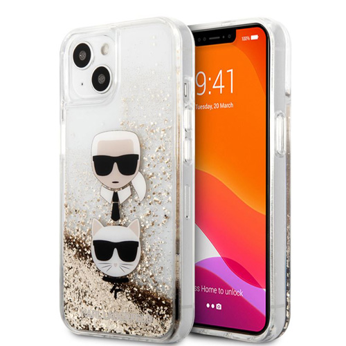 گارد شفاف اکلیلی iPhone 13 طرح Karl Lagerfeld مدل Karl And Choupette Head