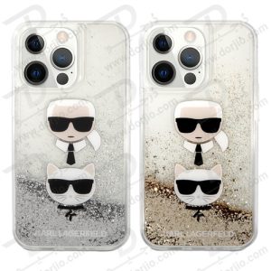 گارد شفاف اکلیلی iPhone 13 Pro طرح Karl Lagerfeld مدل Karl And Choupette Head