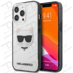 گارد شفاف iPhone 13 Pro Max طرح Karl Lagerfeld مدل With Black Outline Choupette
