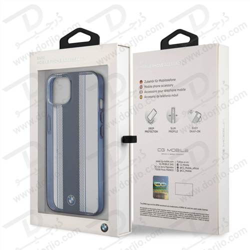 گارد محافظ فریم سرمه ای iPhone 13 طرح BMW مدل Navy Tire Stripe And Navy Edges