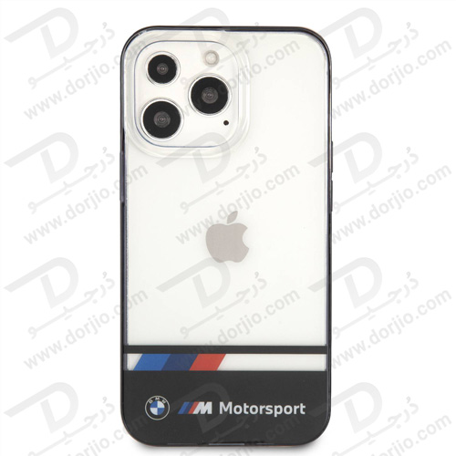 گارد محافظ فریم مشکی iPhone 13 Pro Max طرح BMW Motorsport مدل Collection Tricolor Stripe Black Lower Part Black Edges